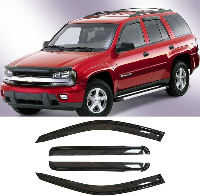 94240 Side Window Wind Vent Deflector, 4pcs Out-Channel Rain Guards Set, Window Visor fit for 2002-2006 Chevy Trailblazer EXT & GMC Envoy XL,2003-2008 Isuzu Ascender