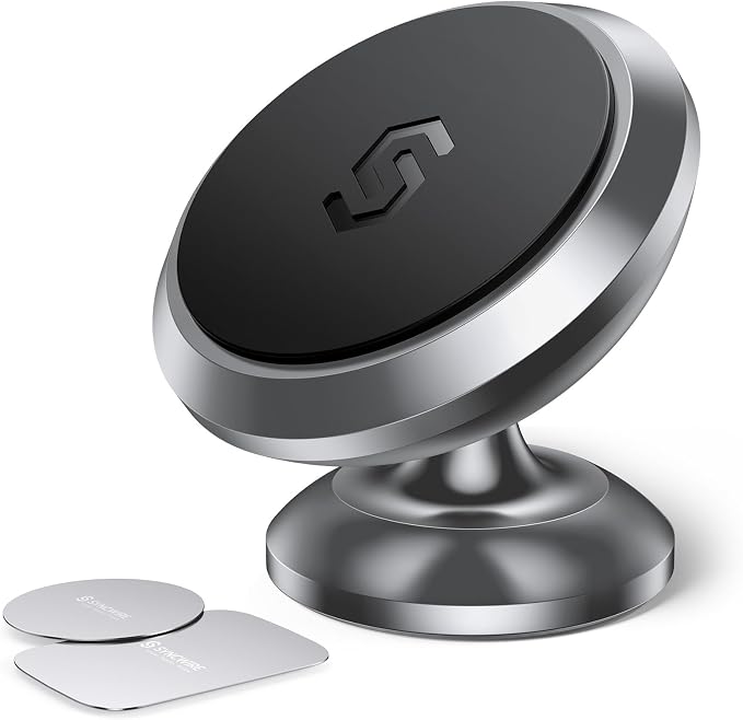 Magnetic Car Phone Holder for Dashboard, 360° Adjustable Strong Magnets Cell Phone Car Mount Compatible with iPhone, Samsung, Android - Gray