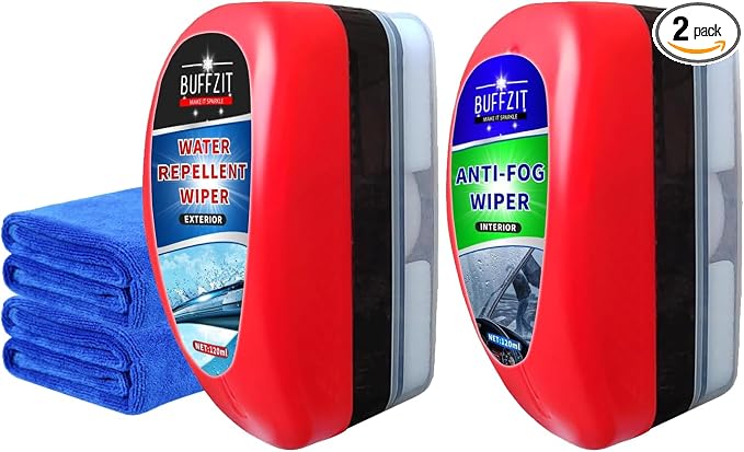 Car Water Repellent & Anti-Fog for Windshield – Quick Interior & Exterior Glass Treatment Bundle, Rain Repellent & Antifogging Fluid for Windows, Mirrors, Paint – Pack of 2