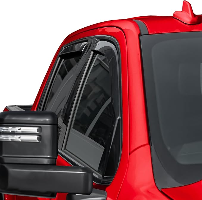 Voron Glass in-Channel Extra Durable Rain Guards for Chevrolet (Chevy) Silverado/GMC Sierra 2500HD/3500HD 2020-2026 Crew Cab, Window Deflectors, Vent Window Visors, 4 Pieces - 200298