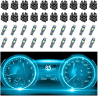 20PCS Car LED Dash Lights - Super Bright Instrument Cluster Light Bulbs with T5 37 74 LED Bulbs & Twist Lock Socket - Universal 12V L-ED Lights for Car Interior Accessories (Ice Blue)
