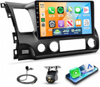 4+64G Car Sereo for Honda Civic 2006 2007 2008 2009 2010 2011 | Android 15.0 Car Radio with Wireless Carplay Android Auto 10.1 Inch Touch Screen Bluetooth 5G WiFi GPS SWC Backup Camera