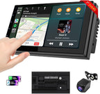 Car Accessories 7" HD Double Din Car Stereo with Carplay & Android Auto, 2+64G CarAudio Receivers Featuring Voice Control, Backup Camera,Bluetooth, GPS Navigation, Built-in 14Band DSP EQ