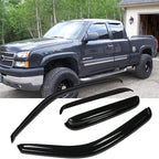 Side Window Wind Deflector fit for 1999-2006 Chevy Silverado & GMC Sierra 1500/2500/3500/2500HD and 2007 HD Classic Models, 4pc Out-Channel Tape-On Rain Guards, Dark Smoe Window Visor 94044