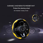 Ultra Fine Carbon Fiber Leather Steering Wheel Cover, Anti Slip and Sun Protective Protect The Steering Wheel, Easy to Install,Universal of 14.5"-15" (Yellow)