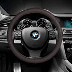 Microfiber Leather Steering Wheel Cover with Classic Embossing, Anti-Slip Breathable Auto Car Wheel Protector, 15 Inch, Coffee