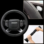 Breathable Car Steering Wheel Cover 16 inch Auto Universal Leather Wrap Non-Slip Steeringwheel Protector Automotive Interior Accessories, Black (Suit for 15 1/2-16 inch)