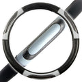 Sporty Two Tone Ergonomic Grip Steering Wheel Cover - Carbon Fiber Grip for Standard Size Wheels 14.5-15 inch Gray/Black