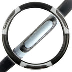 Sporty Two Tone Ergonomic Grip Steering Wheel Cover - Carbon Fiber Grip for Standard Size Wheels 14.5-15 inch Gray/Black