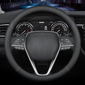 Nappa Premium Leather car Steering Wheel Cover, Non-Slip, Breathable, Universal 15 inches (red Blue line)
