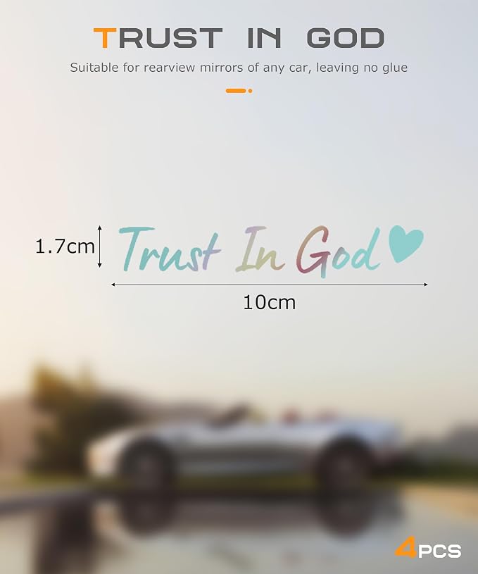 SCUARI 4PCS Car Stickers,Cars Decals,Car Accessories Trust in God Rearview Mirror Sticker,Trust in God Mirror Decals,Suitable for Most Cars, Trucks, Motorcycles, SUVs (Colorful)