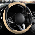 Car Steering Wheel Cover, Microfiber Leather Steering Wheel Cover Universal Fit 14.5-15 inch Anti-Slip Comfortable Breathable Car Wheel Protector for Men Women,Beige