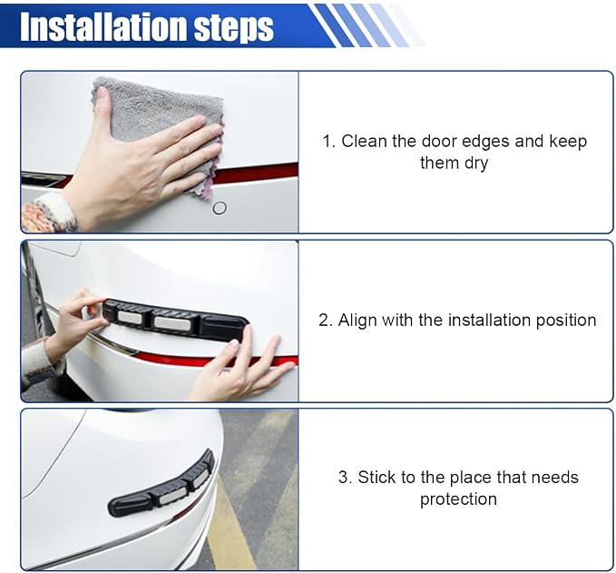 YoRise 2PCS Car Bumper Guard Strip, Anti-Collision Anti-Scratch Car Bumper Protector Trim with Reflective Patch, Foldable Door Edge Guard for Most Cars (White)