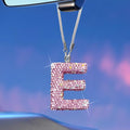 Bling Pink Car Accessories for Women Letter Charm, Rainbow Color Rear View Mirror Cute Crystal Pendant Car Decorations, Lucky Gifts Diamond Rhinestone Charm Letter E