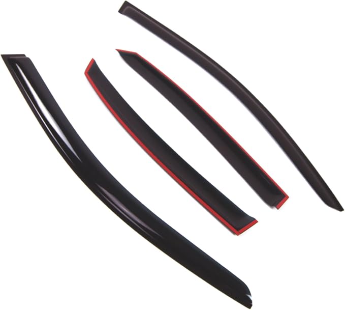 Outside Mount Window Vent Visors Rain Guards Compatible with Audi A4 2009-2015 | Side Window Wind Deflectors Rain Shields | Black Tinted, 4 Pcs Set, BGWV-662
