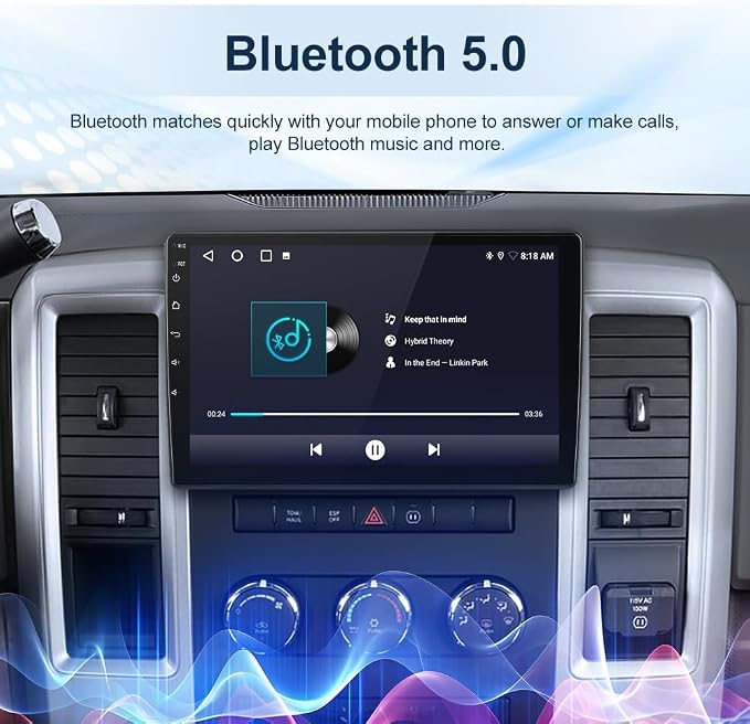 Car Radio Stereo for Dodge Ram 1500 2500 3500 2009-2012 Jeep Wrangler JK 2007-2018 2GB RAM 64GB ROM with CarPlay Android Auto