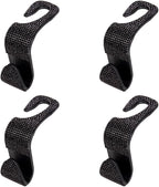 4PCS Bling Car Seat Headrest Hook, Crystal Rhinestone Backseat Hanger Organizer for Purse Handbag Umbrella, Shiny Auto Interior Seat Back Storage Holder Hook, Universal Fit (Black)