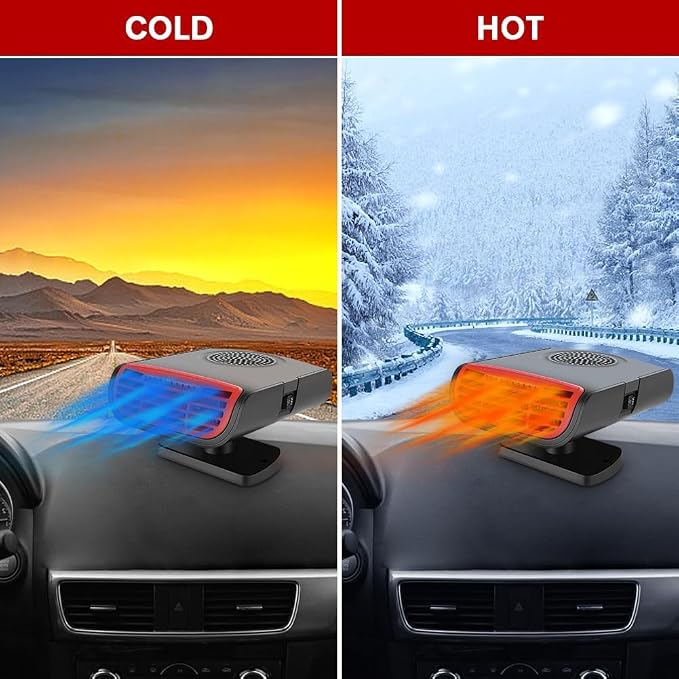 150W Plug Cigarette Lighter Car Heater Cooler Fan, Summer Fast Blowing Cold Wind Auto Windshield Defogger, 2 in 1 Portable Vehicle Defroster Demister
