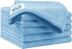 Blue Microfiber Cleaning Cloth 6 Pack 12.5 x 12.5 inch Microfiber Towels for Cars Ultra Absorbent Car Washing Cloth Lint Free Streak Free Cleaning Rags for Car, Kitchen Window