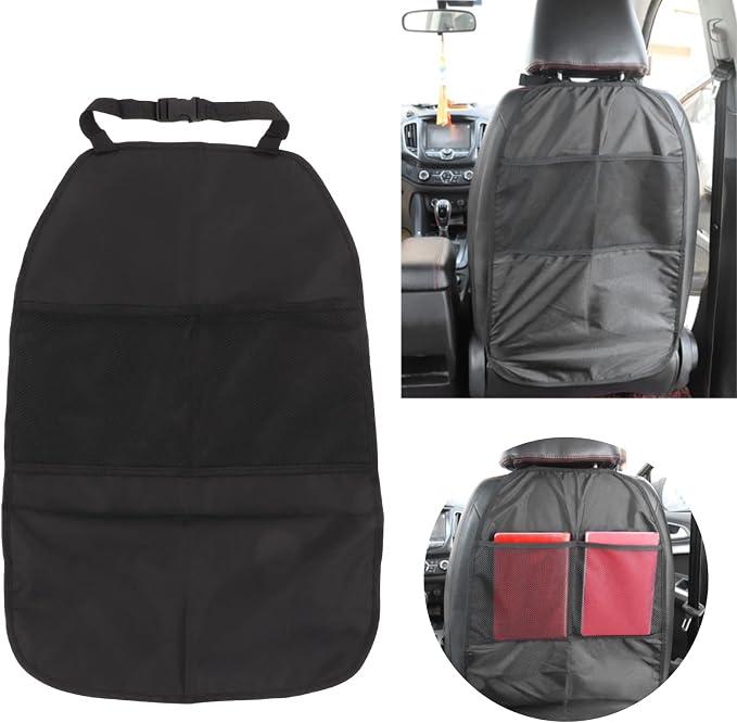 Black Back Seat Protector, Cover Anti Kick Mat, Car Backseat Organizer, Universal Interior Accessories, Oxford Cloth Durable for Cars SUVs Trucks Size 65x43cm.
