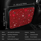 Sparkling Diamond Auto Kick Mats Back Seat Protector Cute Kick Mats Protect from Dirt Mud Seat Back Protector with Bling Crystal Rhinestone Car Interior Decor Accessories Red 2Pcs