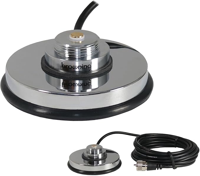 Tram-Browning BR-1030-UHF 3-5/8-In. NMO Magnet Mount with Rubber Boot and Preinstalled UHF PL-259 Connector, Chrome