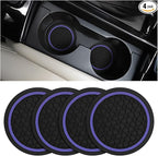 Mandark 4PCS Car Cup Holder Coasters, 2.75 Inch Non-Slip Insert Water Bottle Holder Pads, Dustproof Automotive Interior Accessories Mat, Universal for Vehicles, Trucks, RVs and More (Black/Purple)