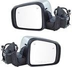 2 Piece Driver and Passenger Side Mirror Assembly Set Electric Adjustment Heated Memory Chrome Compatible with 2011-2022 Dodge Durango with Turn Signal & Blind Spot Indicator CH1320420 CH1321420