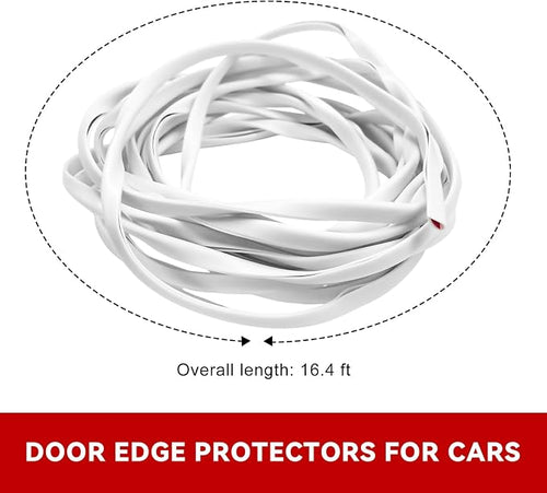 16.4Ft(5M) Car Door Edge Protector, Anti-Collision Auto Door Protective Strip U Shape Edge Trim, Self-Adhesive Automotive Doors Entry Guard Seal Protector for Most Vehicles (White)