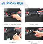 Car Seat Headrest Hook, 4 Pack Auto Seat Hanger Storage Organizer for Purse Handbag Coats Grocery Bags, Car Interior Accessories, Universal Vehicle Backseat Plastic Hanging Hook (Orange)
