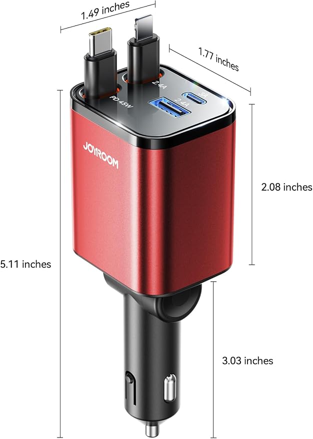 [2026 Ultra-Compact] Retractable Car Charger 84W Car Charger USB C for iPhone 16 17 Fast Charging, Car Accessories, Car Adapter Travel Essentials Gifts for Women Men, for iPhone 17 16 15 14 13