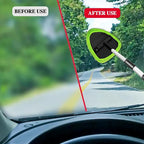 Windshield Cleaning Tool, Car Window Cleaner with Extendable Long Handle and 4 Washable Reusable Microfiber Pads, Auto Interior Exterior Auto Glass Wiper for Windshield, Universal for Cars (Green)