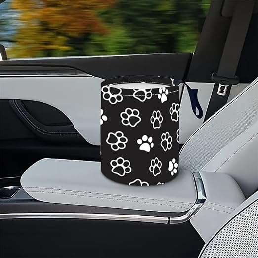 Portable Reusable Waterproof Car Trash Bin, Multipurpose Vehicle Organizer, Road Trip Essentials (Dog paw 2)