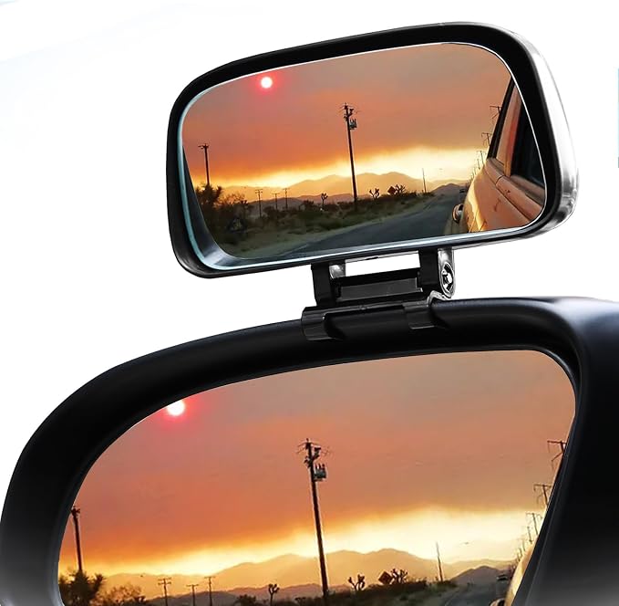 Blind Spot Mirror - Adjustable 360 Rotation Car Auxiliary Convex Wide Angle Mirror - Snap-On Clip for Side Rearview - Universal for Cars, Trucks, SUVs