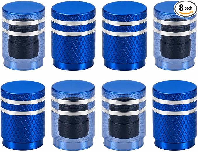 Tire Valve Stem Caps 8 Pack, Aluminum Tire Valve Caps with Plastic Liner, Corrosion Resistant Leak Proof Air Valve Caps, Universal Valve Stem Caps for Cars, Trucks, SUVs, Motorcycles and Bikes