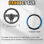 15 Inch Bling Soft Leather Car Steering Wheel Cover, Blue | Colorful Rhinestones Design, Auto Elastic Protector for Women Girls, Crystal Diamond Car Accessories for Most Cars, SUVs