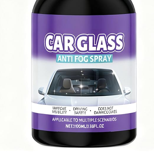 Windshield Anti Fog - 100ml Glass Defogger Spray with Sponge Towel, Window Glass Cleaner with Clear Vision Formula, Automotive Motorcycle Vehicle Truck Interior Protection, Goggles Mirror