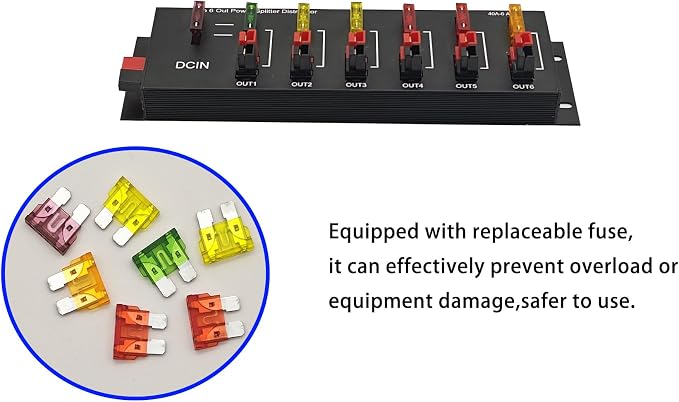 6 Out Power Pole Distribution Block Power Splitter Distributor Source Strip | 1 in 6 out Connector Power Divider Power Board 40Amp