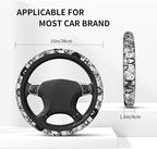 Anime Steering Wheel Cover With Car Coaster, 15 Inch Anti-Slip Car Steering Wheel Covers Universal Fit For Men Women