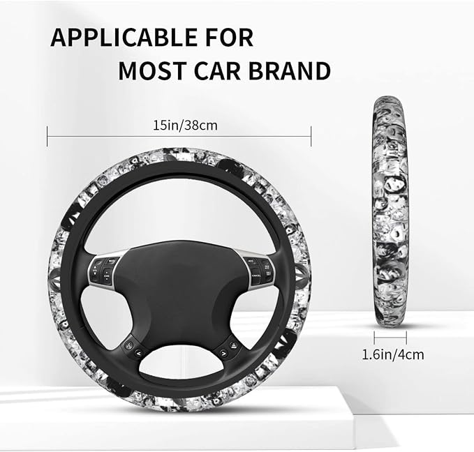 Anime Steering Wheel Cover With Car Coaster, 15 Inch Anti-Slip Car Steering Wheel Covers Universal Fit For Men Women