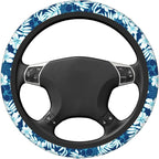 Hawaiian Hibiscus Flower Steering Wheel Cover Non-Slip Auto Steering Wheel Protector Car Accessories Universal Fit 15 Inches for Men Women