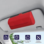 Sunglasses Holder for Car Sun Visor, Sunglass Organizer for Car, Magnetic Leather Eyeglasses Protective Storage Case, Waterproof Glasses Organizer Visor Accessories for Vehicles (Red)