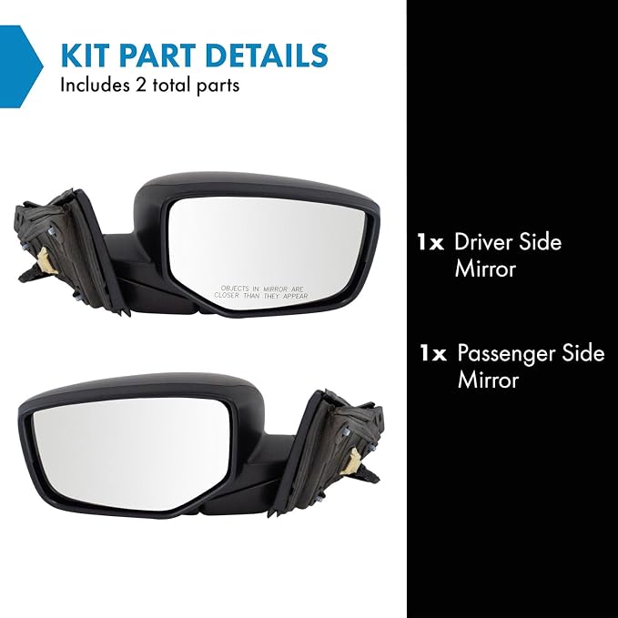 Driver & Passenger Side Power Mirror Set Paint to Match Manual Fold Compatible with 2013-2017 Honda Accord Coupe EX EX-L HO1320276 HO1321276