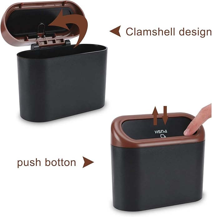 Car Trash Can with Lid, Leakproof Vehicle Trash Bin Auto Dustbin Organizer, Waterproof Mini Garbage Bin Trash Container with Garbage Bag for Automotive Car, Home, Office, Kitchen