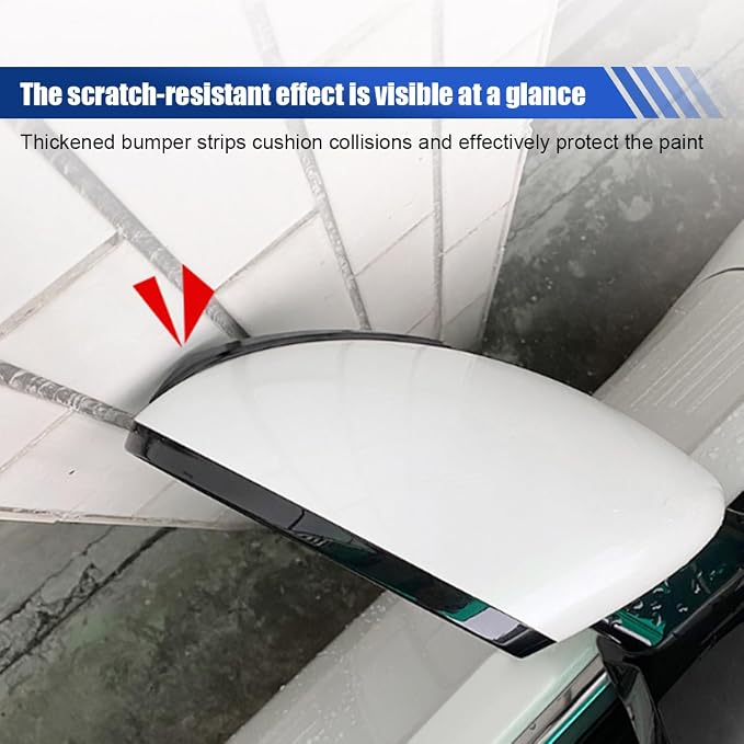 4PCS Car Door Edge Guard Protector, Self-Adhesive Vehicle Rearview Mirror Anti-Collision Strip, PVC Anti-Scratch Bumper Trim Guard, Universal Auto Body Accessory for Car SUV Truck (Black)