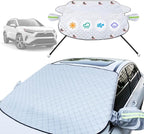 Car Windshield Cover Compatible with Toyota RAV4 2025 2024 2023-2019 LE XLE Hybrid Upgraded Custom Fit Magnetic Windproof Sunshade Cover 4-Layer Protection Ice, UV,Frost Wiper & Mirror Covers