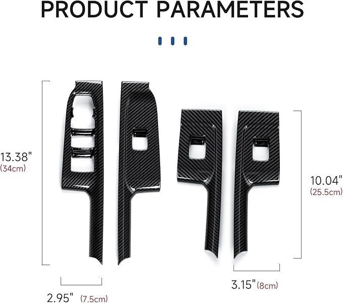 ABS Carbon Fiber Interior Window Lift Switch Panel Cover Trim for 2019-2025 Chevy Silverado | for 2019-2021 GMC Sierra 1500 2500 3500 HD Accessories (Double Cab)