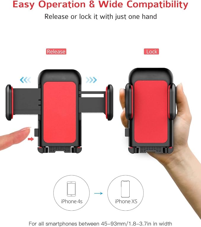 Cell Phone Holder for Car, CD Slot Mount, One-Handed Operation, Compatible with iPhone14 13 12 Mini 11 Pro XR XS MAX Galaxy S20 S20+ S10 Red