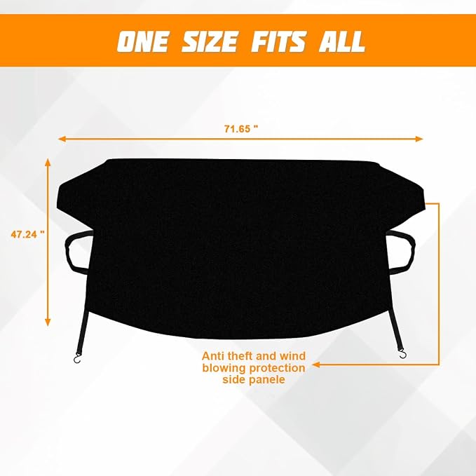 Zpana Car Windshield Snow Cover, 2 Layers Waterproof Windproof Oxford Fabric Windscreen Protection for Frost Ice Sunlight, All Weather Automotive Sun Shade Windshield Cover, Universal Fit