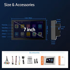 Double Din Car Stereo Radio with 7 inch HD Touchscreen, Wireless Apple Carplay & Android Auto, Bluetooth, SWC, Mirror Link, AUX,FM Car Radio Receiver(No backup reversing camera)|for All Vehicle